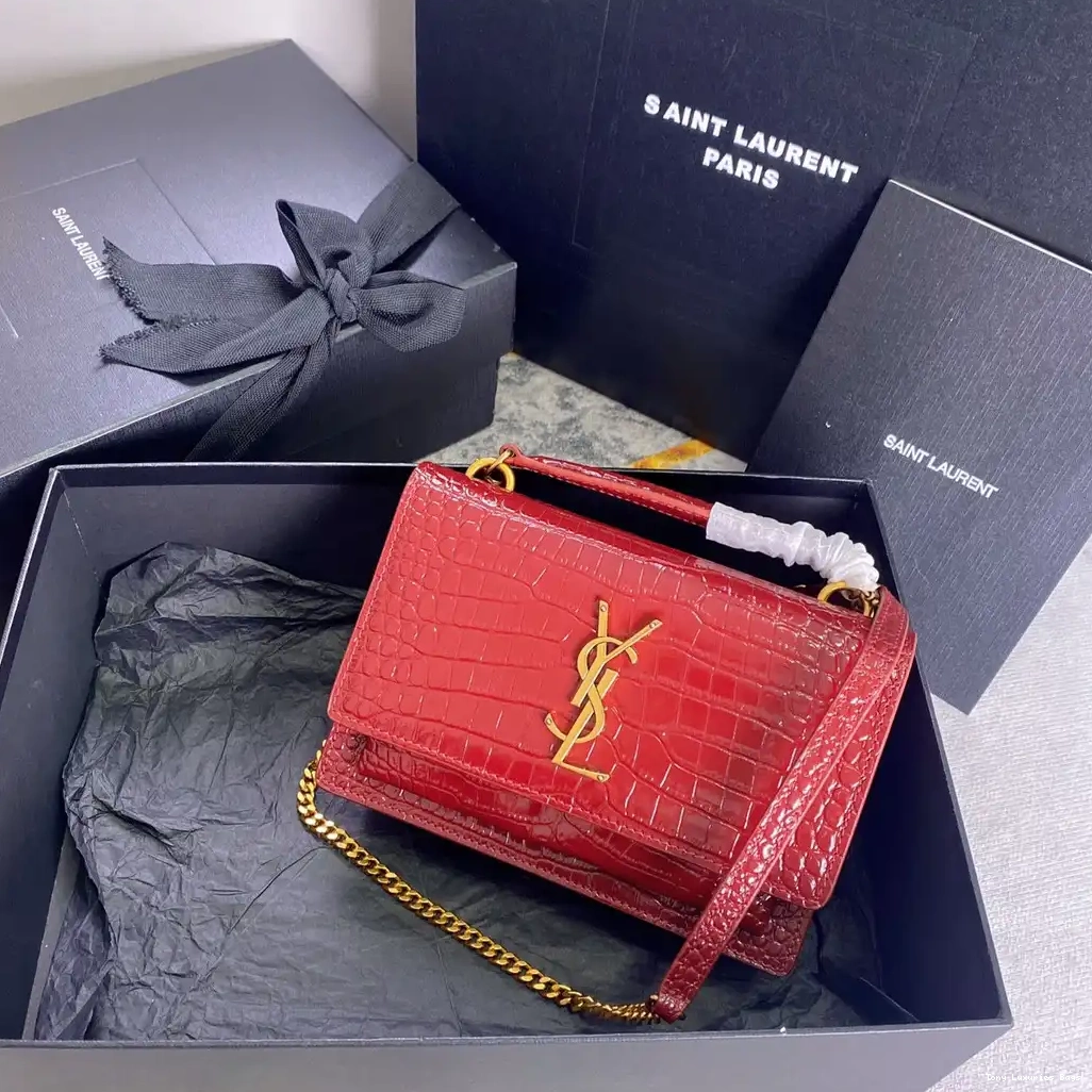 Tony Luxuries CROCODILE-EMBOSSED YSL LEATHER IN SUNSET SHINY 0520